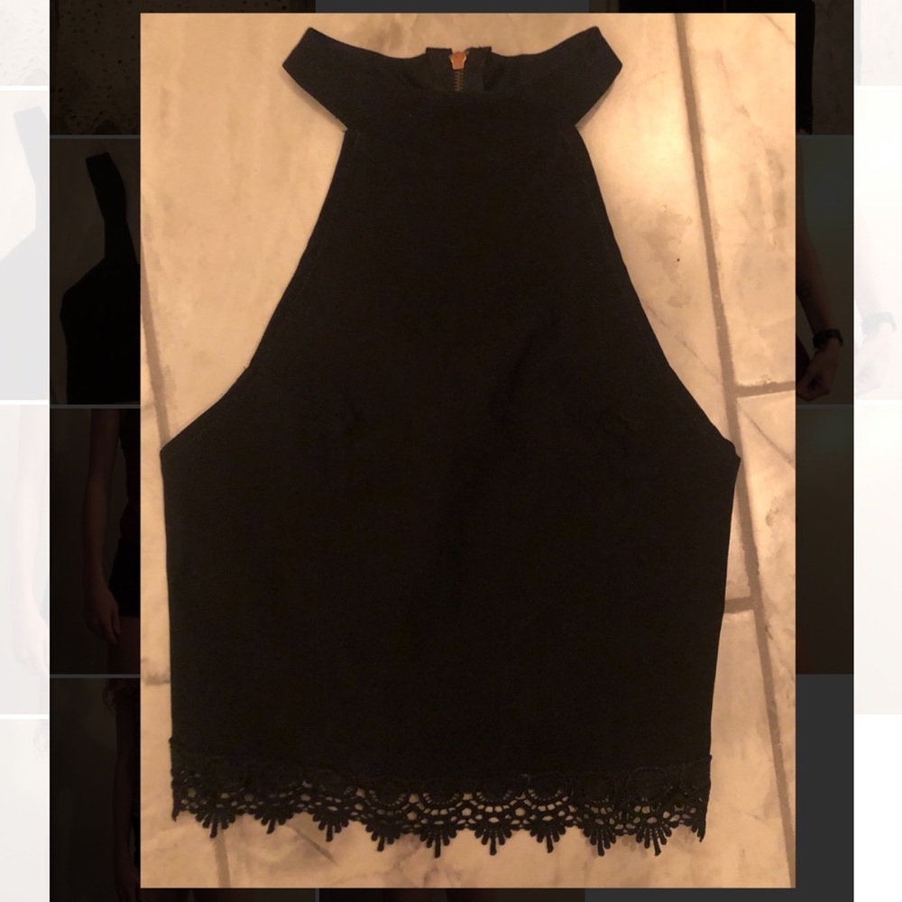 Black zipper back crop top